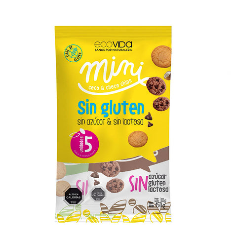 Pack 5 Mini Galletas Sin Gluten Coco y Choco Chips