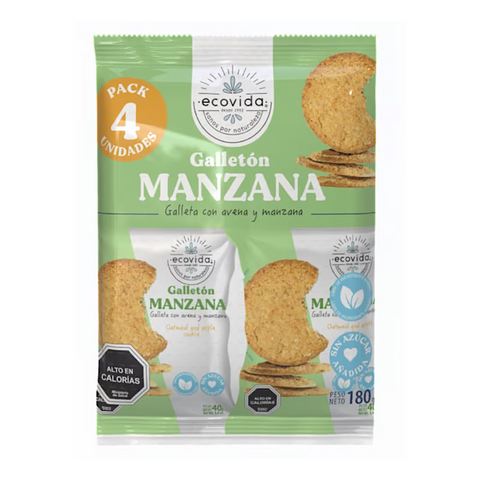 Pack 4 Galletón de Avena y Manzana Sin Azúcar